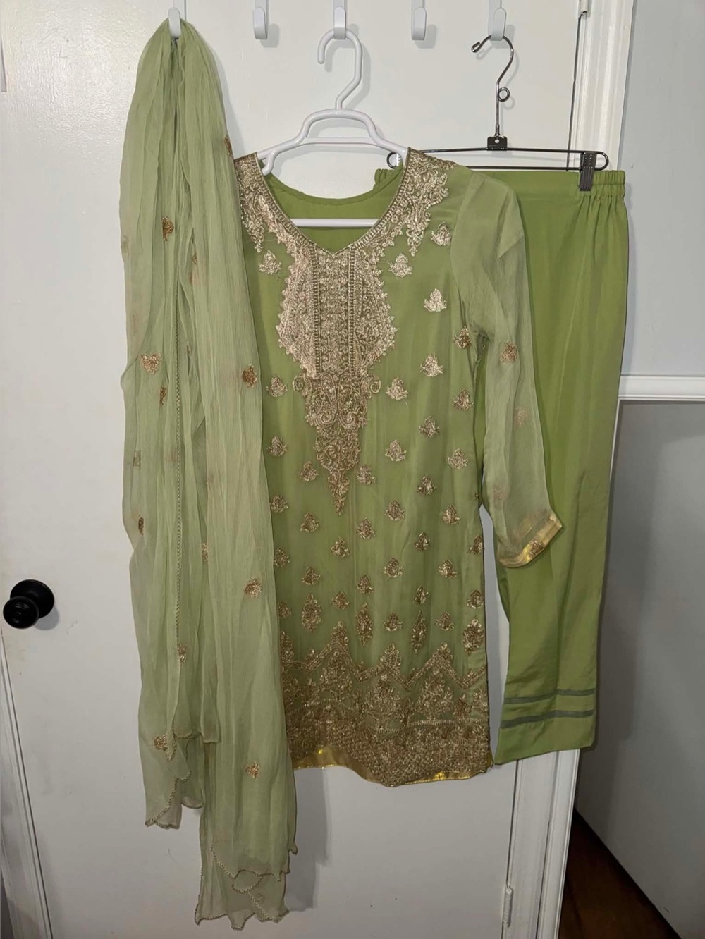 Embroidered Lime Green Salwar Kameez Set with Dupatta